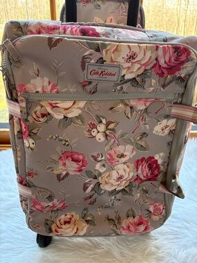Cath Kidston Gray Floral Rolling Travel Bag with Pink Roses